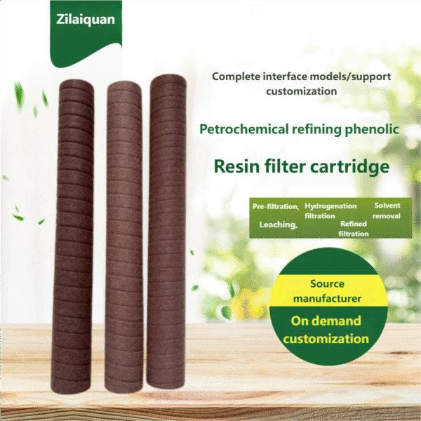 Phenolic resin filter element for petrochemical refining